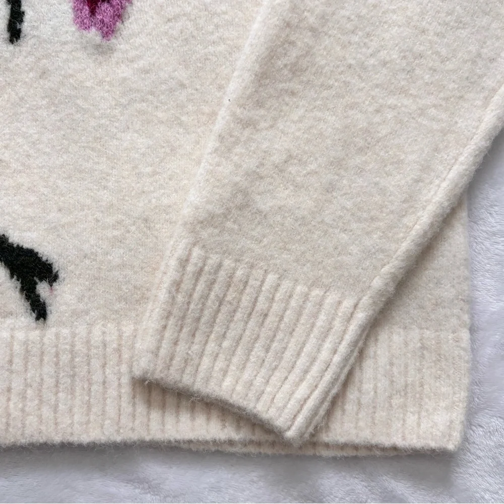 TED BAKER Cream Ivory Long Sleeve Floral Jacquard Sweater--NWT--M - Picture 8 of 16